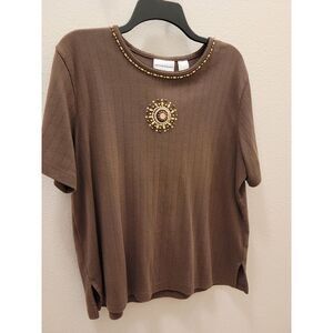 Alfred donner‎ women's large brown short sleeve shirt